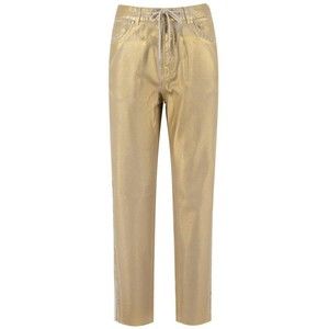 Panicale Fringe-Detailed Gold Viscose Trousers With Drawstring Waist - NWT